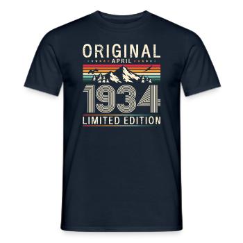 90e anniversaire cadeau mari avril Vintage 1934 - T-shirt homme - marine - Devant - AI Model Male 178 light (178cm)