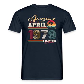 45e anniversaire mari avril Vintage 1979 génial - T-shirt homme - marine - Devant - AI Model Male 178 light (178cm)