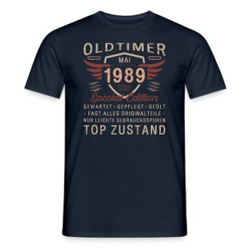 Oldtimer Mai 1989 Jahrgang 1989 Geburtstag 1989 - Männer T-Shirt - Navy - Vorne - AI Model Male 178 light (178cm)