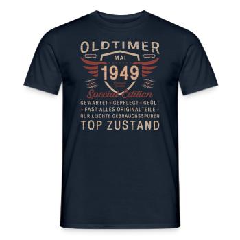 Oldtimer Mai 1949 Jahrgang 1949 Geburtstag 1949 - Männer T-Shirt - Navy - Vorne - AI Model Male 178 light (178cm)