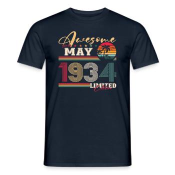 Original May 1934 Vintage 1934 Birthday 1934 - Men's T-Shirt - navy - Front - AI Model Male 178 light (178cm)