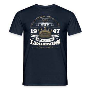 Legendär Mai 1947 Jahrgang 1947 Geburtstag 1947 - Männer T-Shirt - Navy - Vorne - AI Model Male 178 light (178cm)