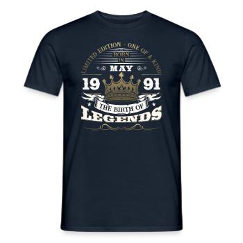 Légendes Mai 1991 Millésime 1991 Anniversaire 1991 - T-shirt homme - marine - Devant - AI Model Male 178 light (178cm)