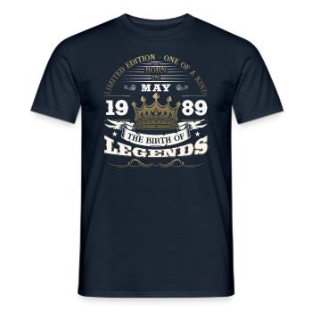 Legend May 1989 Vintage 1989 Birthday 1989 - Men's T-Shirt - navy - Front - AI Model Male 178 light (178cm)