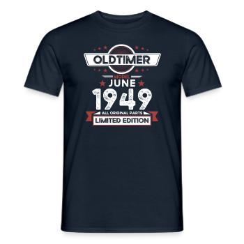 Oldtimer Juni 1949 Jahrgang 1949 Geburtstag 1949 - Männer T-Shirt - Navy - Vorne - AI Model Male 178 light (178cm)