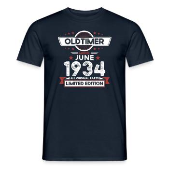 Vintage June 1934 Vintage 1934 Birthday 1934 - Men's T-Shirt - navy - Front - AI Model Male 178 light (178cm)