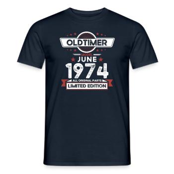 Millésime Juin 1974 Cru 1974 Anniversaire 1974 - T-shirt homme - marine - Devant - AI Model Male 178 light (178cm)
