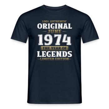 Original Juin 1974 Millésime 1974 Anniversaire 1974 - T-shirt homme - marine - Devant - AI Model Male 178 light (178cm)