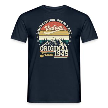 Original June 1945 Vintage 1945 Birthday 1945 - Men's T-Shirt - navy - Front - AI Model Male 178 light (178cm)