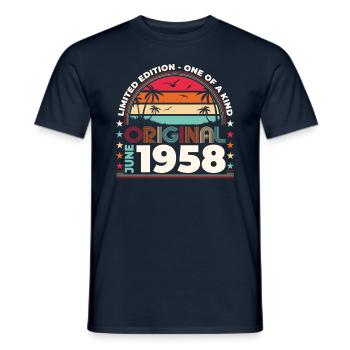 Original Juin 1958 Millésime 1958 Anniversaire 1958 - T-shirt homme - marine - Devant - AI Model Male 178 light (178cm)