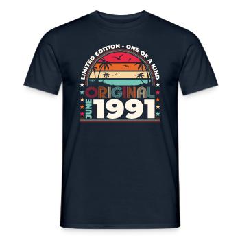 Original June 1991 Vintage 1991 Birthday 1991 - Men's T-Shirt - navy - Front - AI Model Male 178 light (178cm)