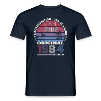 Original June 1984 Born 1984 40th Birthday 84 - Men's T-Shirt - navy - Front - AI Model Male 178 light (178cm)