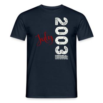 21ème anniversaire Légende Juillet 2003 Millésime 2003 - T-shirt homme - marine - Devant - AI Model Male 178 light (178cm)