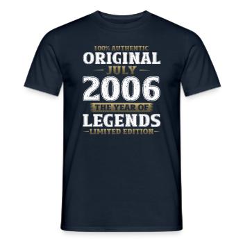 18ème anniversaire Original Juillet 2006 Millésime 2006 - T-shirt homme - marine - Devant - AI Model Male 178 light (178cm)