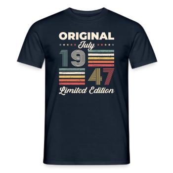 77th Birthday Original July 1947 Born 1947 - Men's T-Shirt - navy - Front - AI Model Male 178 light (178cm)