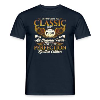40ème Anniversaire Classique Juillet 1980 Millésime 1980 - T-shirt homme - marine - Devant - AI Model Male 178 light (178cm)