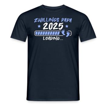 Zwillings Papa 2025 Werdender Vater - Männer T-Shirt - Navy - Vorne - AI Model Male 178 light (178cm)