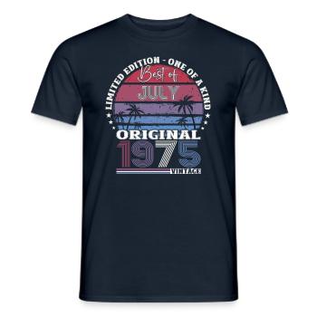 50ème Anniversaire Original Juillet 1975 Millésime 1975 - T-shirt homme - marine - Devant - AI Model Male 178 light (178cm)