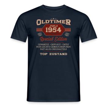 70ème Anniversaire Voiture Classique Juillet 1954 Millésime 1954 - T-shirt homme - marine - Devant - AI Model Male 178 light (178cm)
