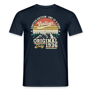 88e anniversaire Original juillet 1936 Né en 1936 - T-shirt homme - marine - Devant - AI Model Male 178 light (178cm)