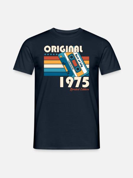 50e verjaardag Cassette juli 1975 Vintage 1975 - Heren T-shirt - navy