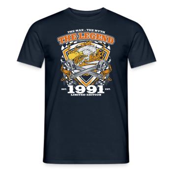 33rd Birthday Original Vintage 1991 Artisan - Men's T-Shirt - navy - Front - AI Model Male 178 light (178cm)