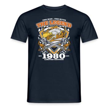 44th Birthday Original Vintage 1980's Artisan - Men's T-Shirt - navy - Front - AI Model Male 178 light (178cm)