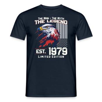 45. Geburtstag Baujahr 1979 Jahrgang 1979 Legende - Männer T-Shirt - Navy - Vorne - AI Model Male 178 light (178cm)
