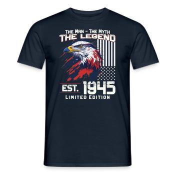 79. Geburtstag Baujahr 1945 Jahrgang 1945 Legende - Männer T-Shirt - Navy - Vorne - AI Model Male 178 light (178cm)