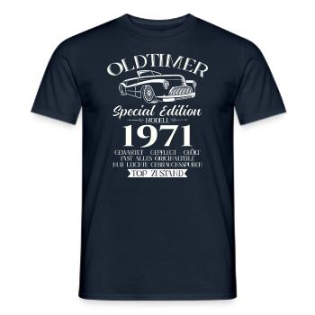 Oldtimer 1971 Jahrgang 1971 53. Geburtstag 1971 - Männer T-Shirt - Navy - Vorne - AI Model Male 178 light (178cm)
