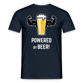 Powered By Beer! (Bier / Muskeln / L / 3C) - Männer T-Shirt - Navy - Vorne - AI Model Male 178 light (178cm)