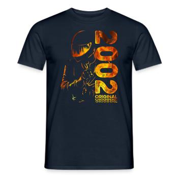 22nd Birthday Vintage 2002 Motorcyclist Biker - Men's T-Shirt - navy - Front - AI Model Male 178 light (178cm)