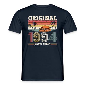 30th Birthday Original August 1994 Vintage 1994 - Men's T-Shirt - navy - Front - AI Model Male 178 light (178cm)
