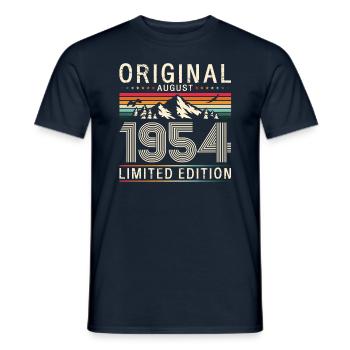 70e anniversaire Original août 1954 Né en 1954 - T-shirt homme - marine - Devant - AI Model Male 178 light (178cm)