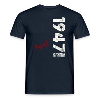 77th Birthday Original August 1947 Born 1947 - Men's T-Shirt - navy - Front - AI Model Male 178 light (178cm)