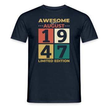 77th Birthday Original August 1947 Born 1947 - Men's T-Shirt - navy - Front - AI Model Male 178 light (178cm)