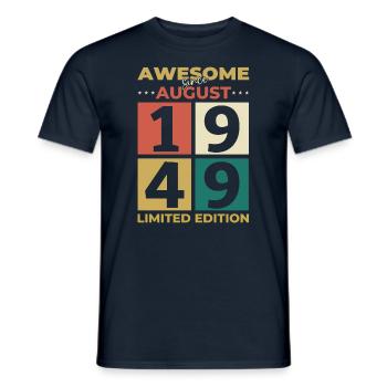 75th Birthday Original August 1949 Born 1949 - Men's T-Shirt - navy - Front - AI Model Male 178 light (178cm)