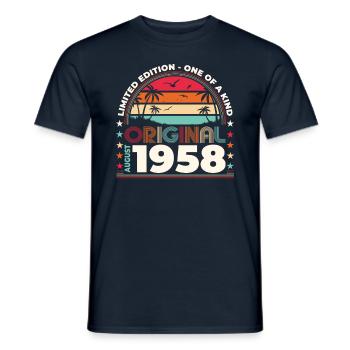 66th birthday Original August 1958 Year 1958 - Men's T-Shirt - navy - Front - AI Model Male 178 light (178cm)