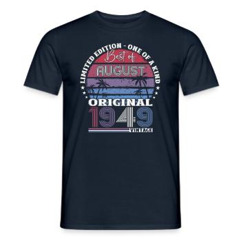 75th Birthday Original August 1949 Born 1949 - Men's T-Shirt - navy - Front - AI Model Male 178 light (178cm)