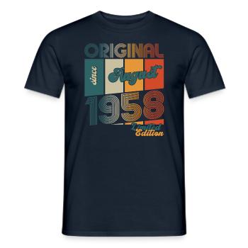 66e anniversaire Original août 1958 Né en 1958 - T-shirt homme - marine - Devant - AI Model Male 178 light (178cm)