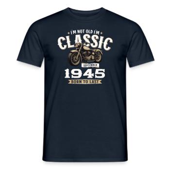 79ème Anniversaire Vintage Septembre 1945 Moto - T-shirt homme - marine - Devant - AI Model Male 178 light (178cm)