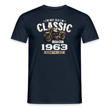 61ème Anniversaire Vintage Septembre 1963 Moto - T-shirt homme - marine - Devant - AI Model Male 178 light (178cm)