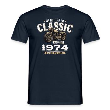 50th Birthday Vintage September 1974 Motorcycle - Men's T-Shirt - navy - Front - AI Model Male 178 light (178cm)