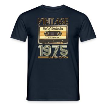 September 1975, 50th birthday Original 1975 - Men's T-Shirt - navy - Front - AI Model Male 178 light (178cm)