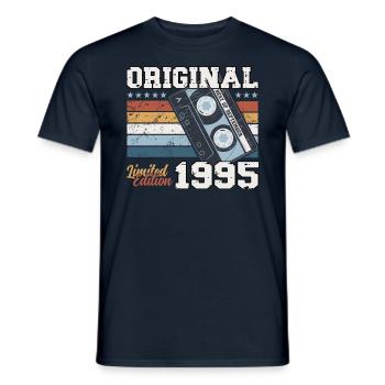 29ème Anniversaire Millésime Septembre 1995 Cassette 95 - T-shirt homme - marine - Devant - AI Model Male 178 light (178cm)