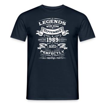 35ème Anniversaire Légende Septembre 1989 Millésime 89 - T-shirt homme - marine - Devant - AI Model Male 178 light (178cm)