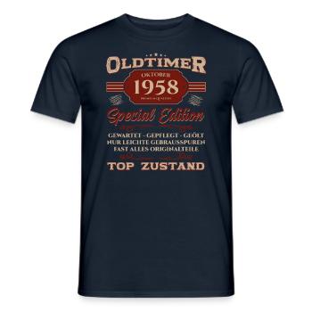 66. Geburtstag Oldtimer Oktober 1958 Jahrgang 58 - Männer T-Shirt - Navy - Vorne - AI Model Male 178 light (178cm)