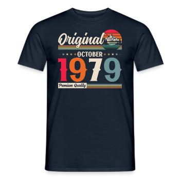 45th Birthday Original October 1979 Born 1979 - Men's T-Shirt - navy - Front - AI Model Male 178 light (178cm)