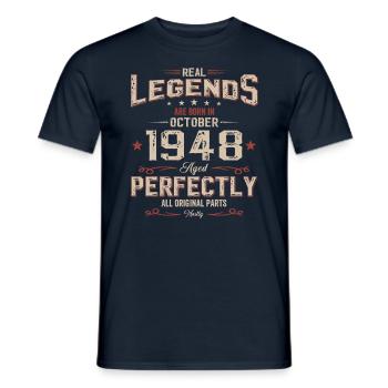 76th Birthday Legend October 1948 Volume 48 - Men's T-Shirt - navy - Front - AI Model Male 178 light (178cm)