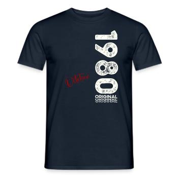 44ème Anniversaire Légende Octobre 1980 Vintage 80's - T-shirt homme - marine - Devant - AI Model Male 178 light (178cm)